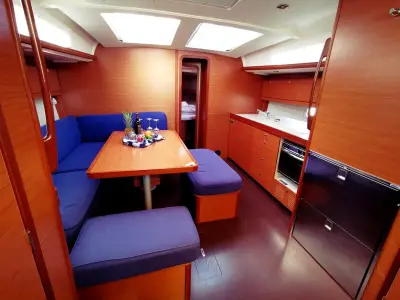 Salon of Mega, a Dufour 460 GL sailboat at Marina, Croatia