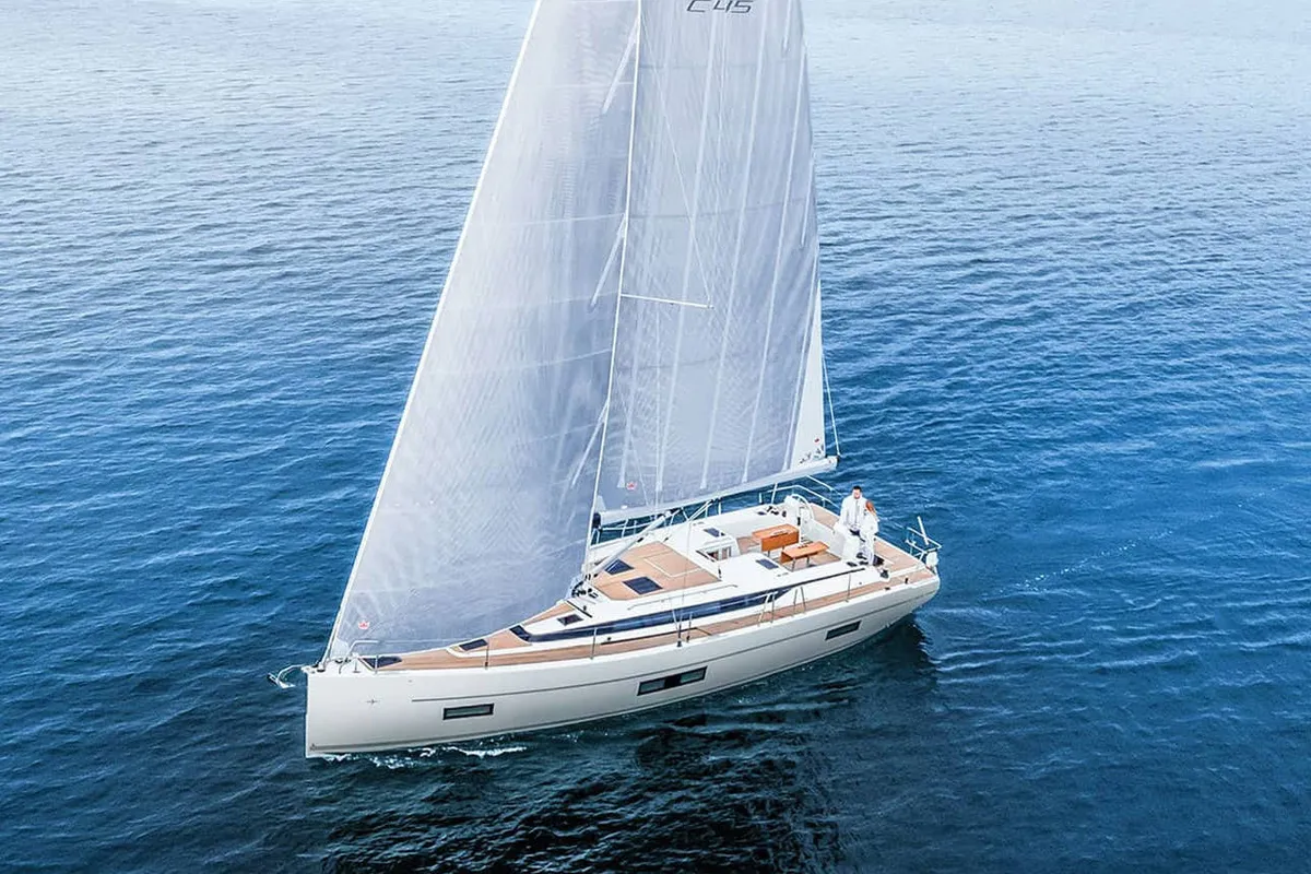 Exterior view of Alma Libre VIII (NEW 2022), a Bavaria C45 sailboat at Municipal Unit of Lefkada, Greece