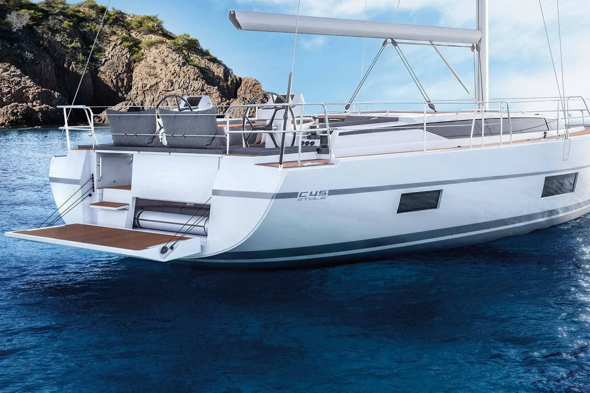 Exterior view of Alma Libre VIII (NEW 2022), a Bavaria C45 sailboat at Municipal Unit of Lefkada, Greece