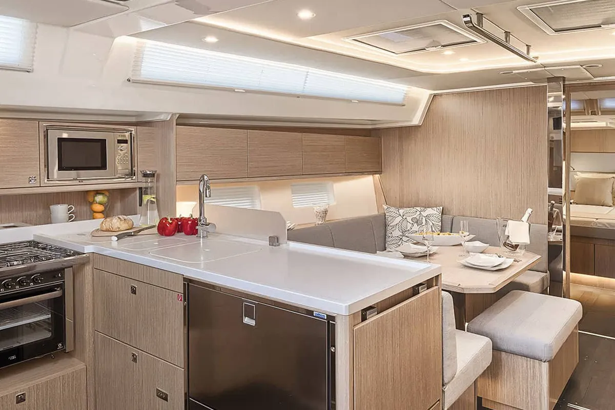 Exterior view of Alma Libre VIII (NEW 2022), a Bavaria C45 sailboat at Municipal Unit of Lefkada, Greece