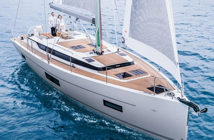Exterior view of Alma Libre VIII (NEW 2022), a Bavaria C45 sailboat at Municipal Unit of Lefkada, Greece