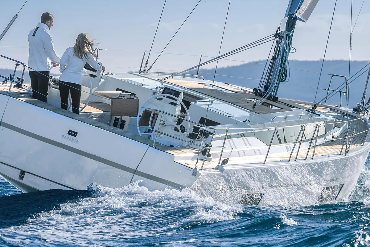 Cockpit of Alma Libre VIII (NEW 2022), a Bavaria C45 sailboat at Municipal Unit of Lefkada, Greece
