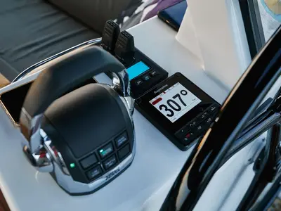 Cockpit of Kabuki - OW, a Dufour Exclusive 56 sailboat at Primošten, Croatia