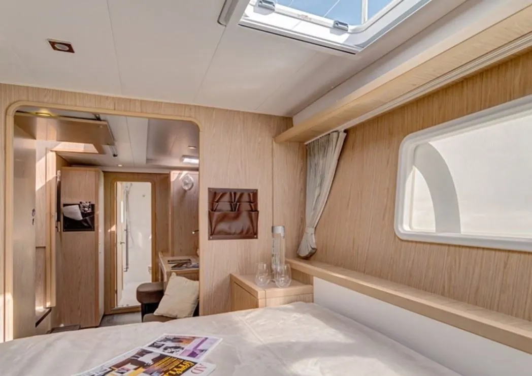 Cabin on Orion VIII, a Lagoon 400 S2 catamaran at Skiathos, Greece