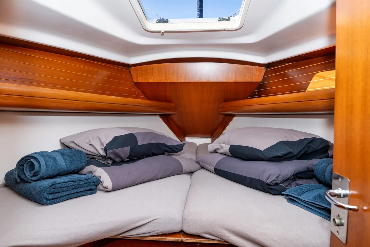 Cabin on Brina, a Elan 333 sailboat at Grad Labin, Croatia
