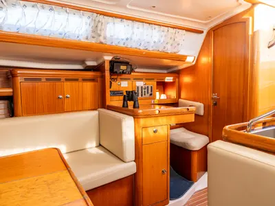 Salon of Brina, a Elan 333 sailboat at Grad Labin, Croatia