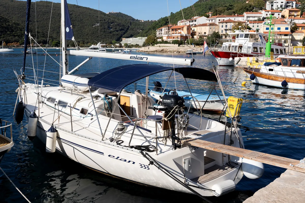 Exterior view of Brina, a Elan 333 sailboat at Grad Labin, Croatia