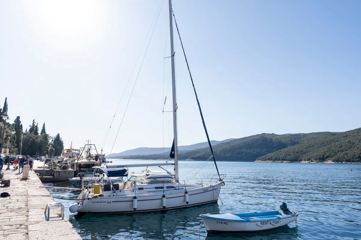 Exterior view of Brina, a Elan 333 sailboat at Grad Labin, Croatia