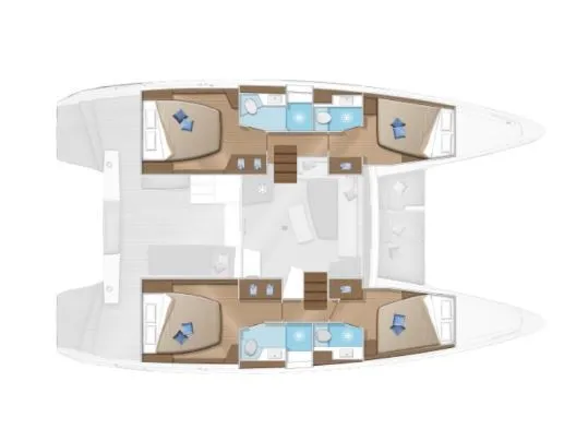 Floor plan of Lagoon 42, a catamaran at Agios Stefanos, Greece