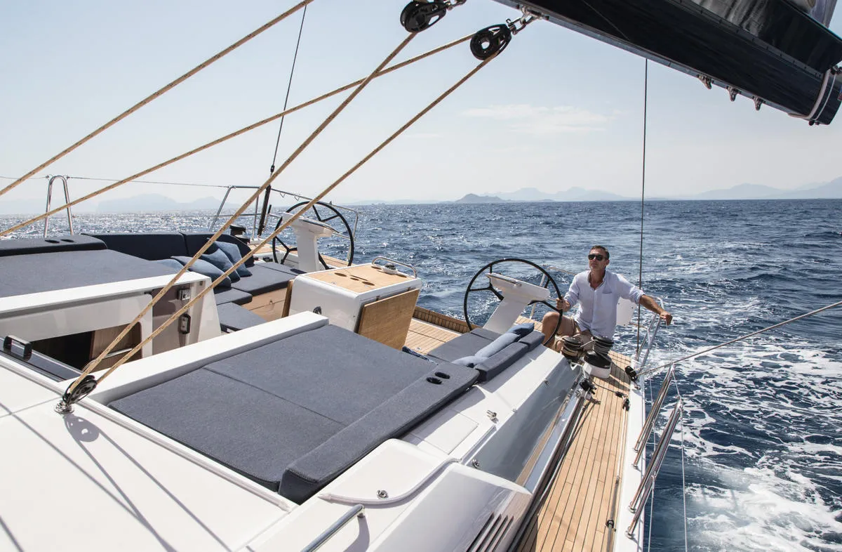 Exterior view of Mighty M, a Beneteau Oceanis 51.1 sailboat at Athens, Greece