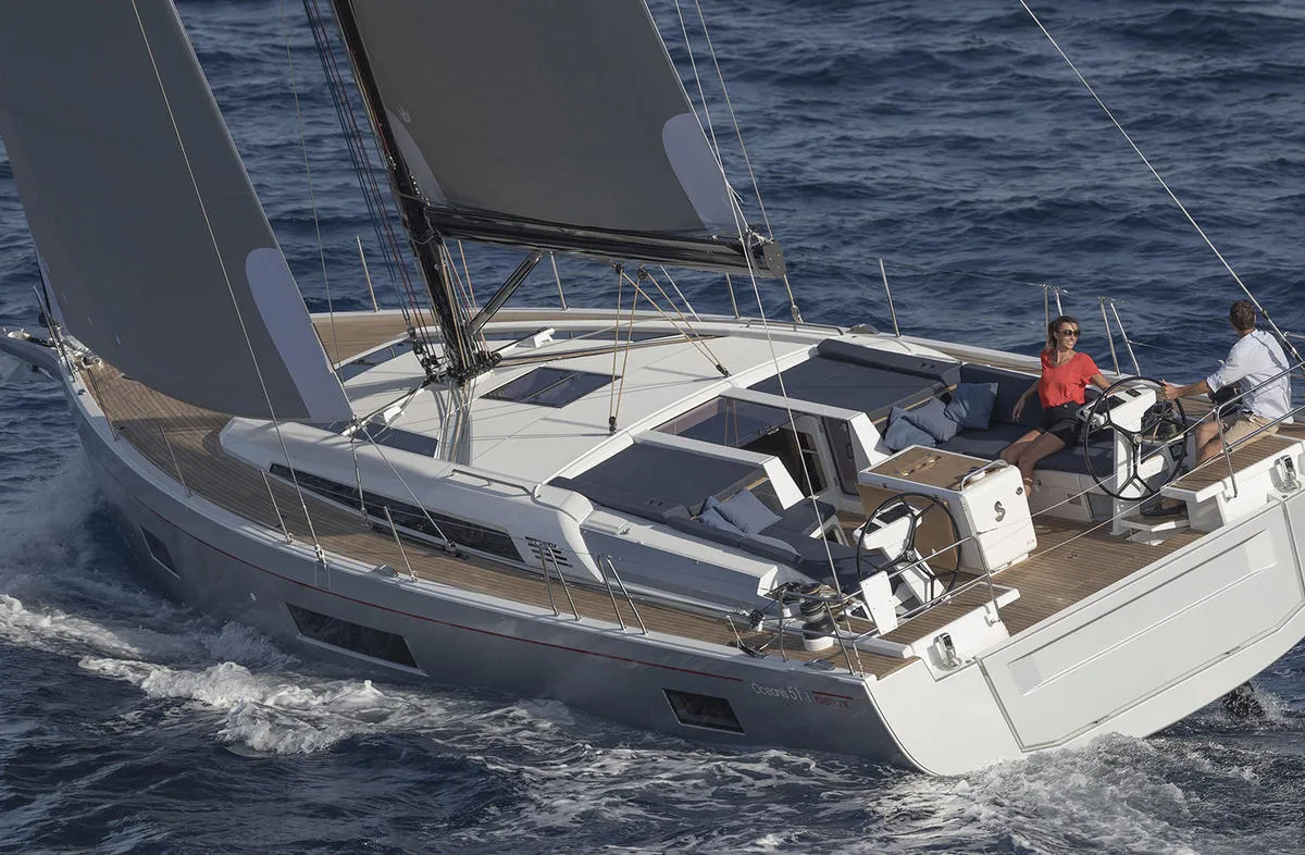 Head on Mighty M, a Beneteau Oceanis 51.1 sailboat at Athens, Greece
