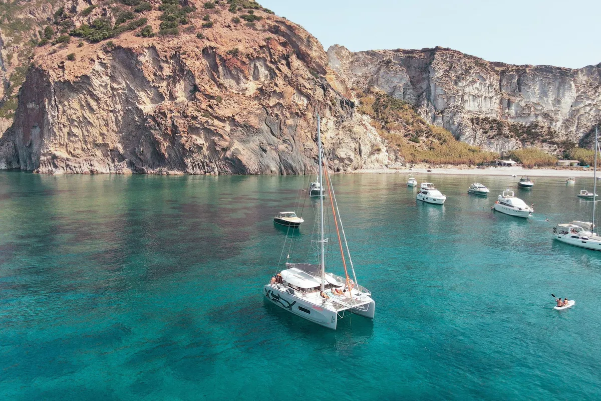 Exterior view of Zèfiro, a Excess 11 catamaran at Nettuno, Italy