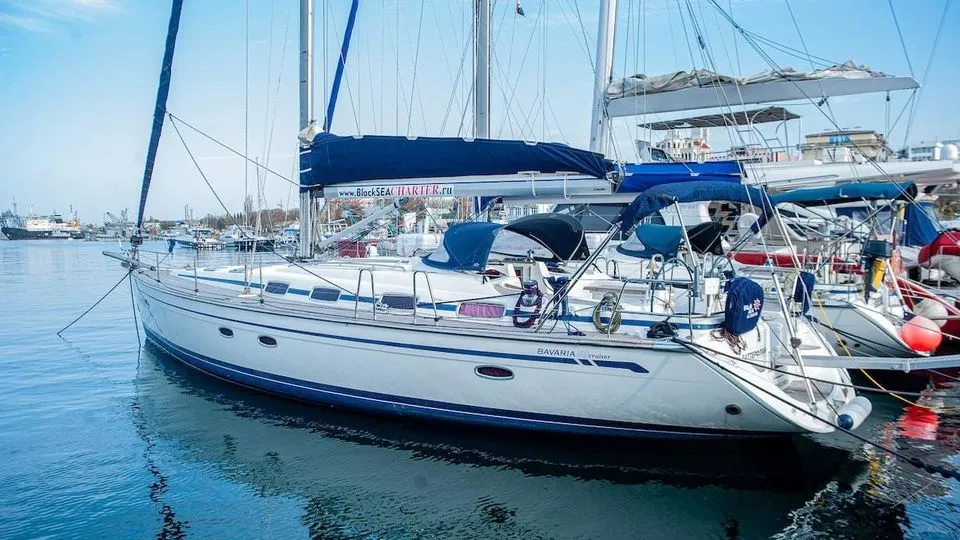 Exterior view of Blu Limone, a Bavaria 50 Cruiser sailboat at Nettuno, Italy