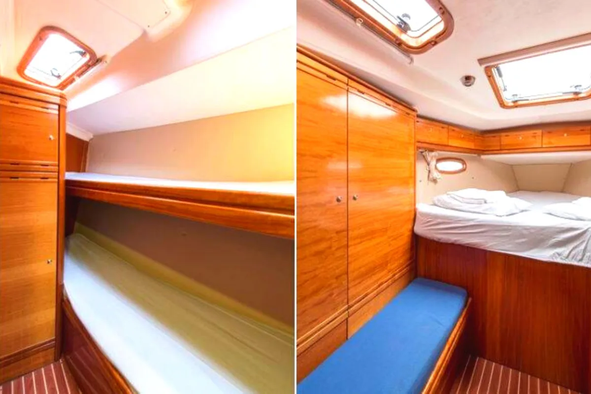 Cabin on Blu Limone, a Bavaria 50 Cruiser sailboat at Nettuno, Italy