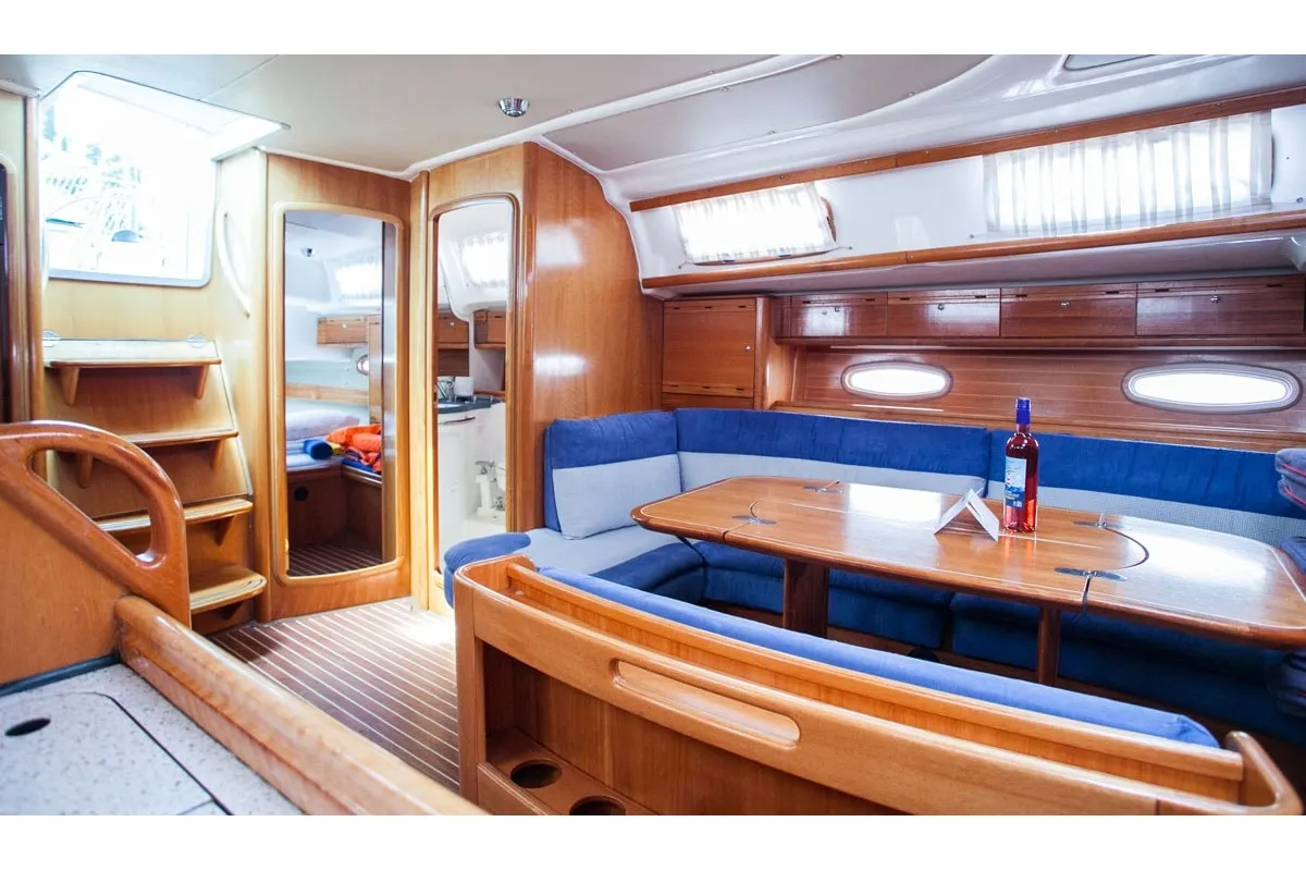 Salon of Blu Limone, a Bavaria 50 Cruiser sailboat at Nettuno, Italy
