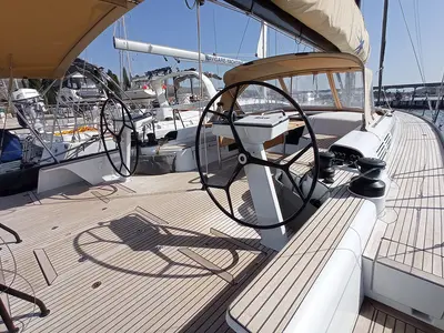 Cockpit of Silhuette, a Beneteau First 53 sailboat at Primošten, Croatia