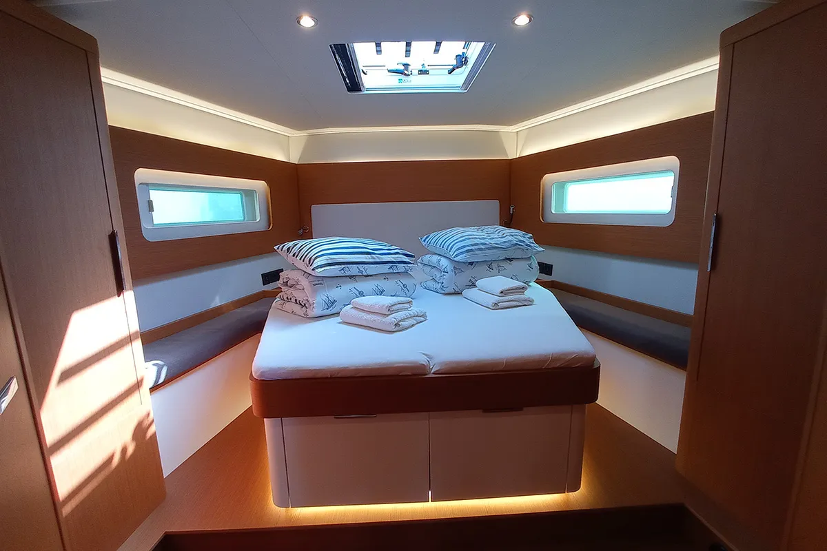Cabin on Silhuette, a Beneteau First 53 sailboat at Primošten, Croatia