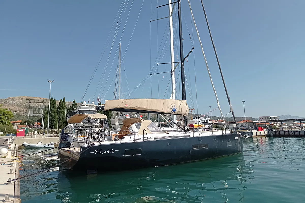 Exterior view of Silhuette, a Beneteau First 53 sailboat at Primošten, Croatia