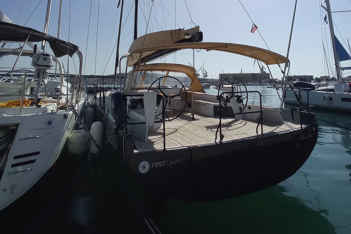 Exterior view of Silhuette, a Beneteau First 53 sailboat at Primošten, Croatia