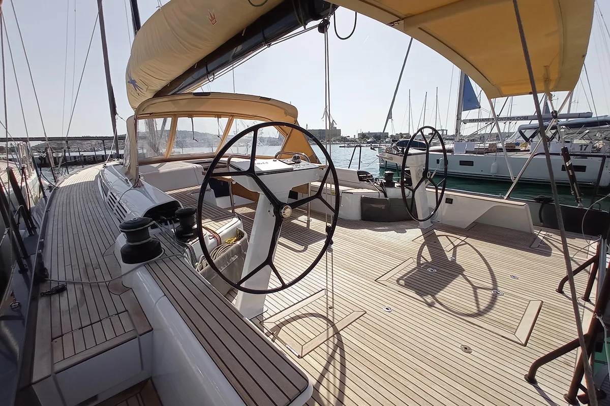Cockpit of Silhuette, a Beneteau First 53 sailboat at Primošten, Croatia