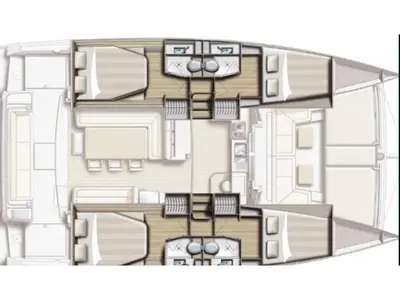 Floor plan of BlueRay, a Bali 4.1 catamaran at Port Elizabeth, Saint Vincent and the Grenadines