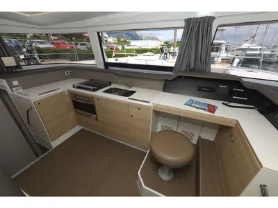 Galley of BlueRay, a Bali 4.1 catamaran at Port Elizabeth, Saint Vincent and the Grenadines
