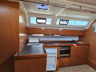 Galley of Elsa, a Bavaria Cruiser 46 sailboat at Punat, Croatia