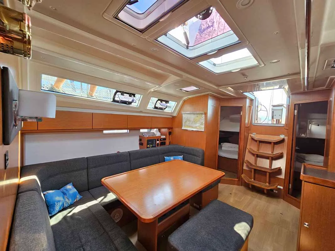 Salon of Elsa, a Bavaria Cruiser 46 sailboat at Punat, Croatia
