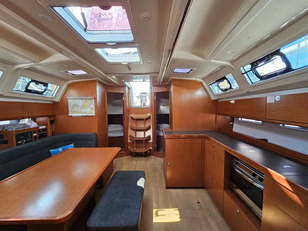 Salon of Elsa, a Bavaria Cruiser 46 sailboat at Punat, Croatia