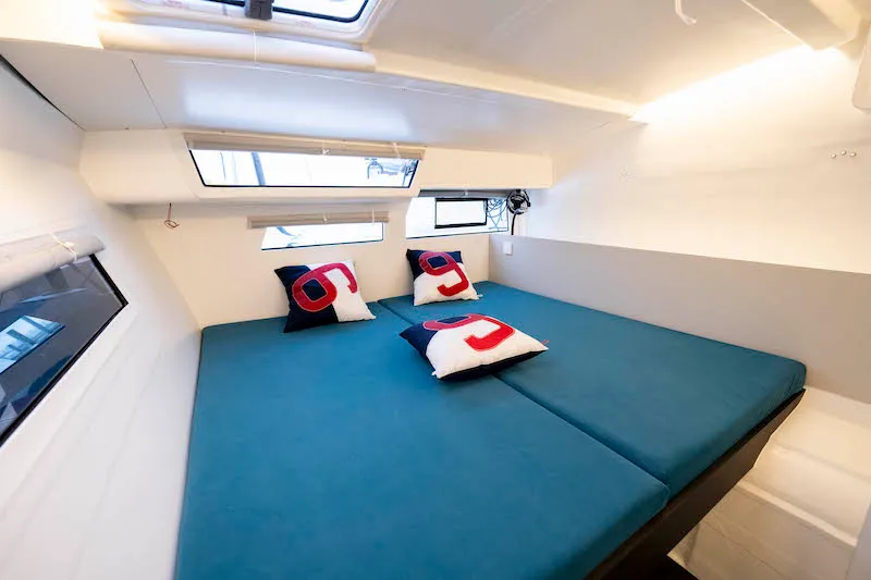 Cabin on Avel Vaez, a Marsaudon Composites ORC 57 catamaran at Alameda, United States