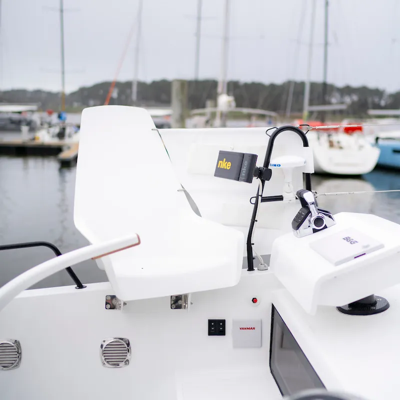 Cockpit of Avel Vaez, a Marsaudon Composites ORC 57 catamaran at Alameda, United States