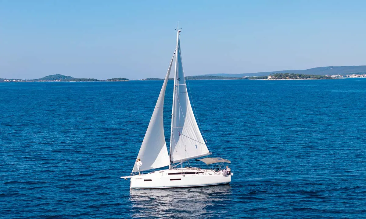 Exterior view of Dobrila, a Jeanneau Sun Odyssey 380 sailboat at Split, Croatia