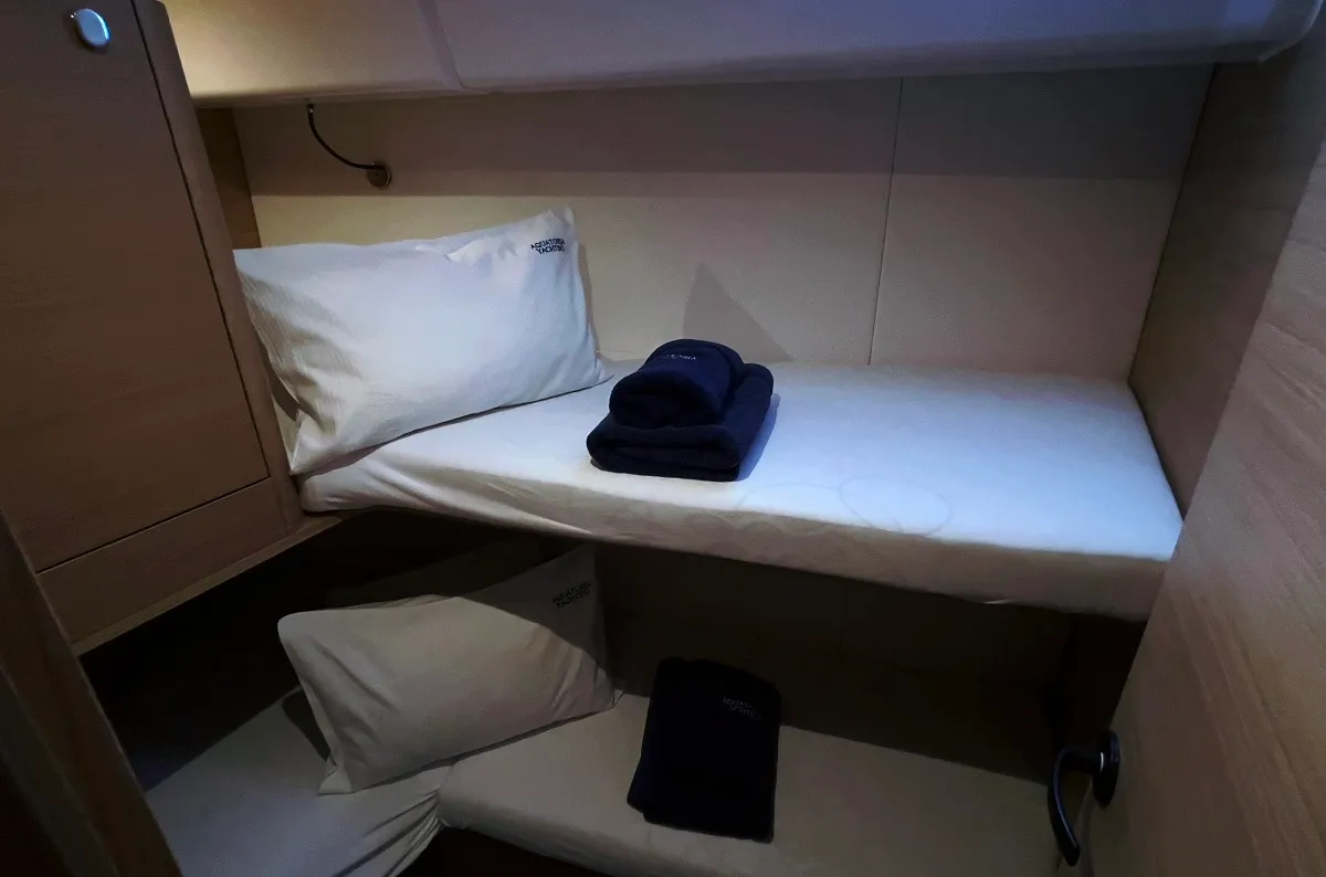 Cabin on Iron Man, a Elan E6 sailboat at Pirovac, Croatia