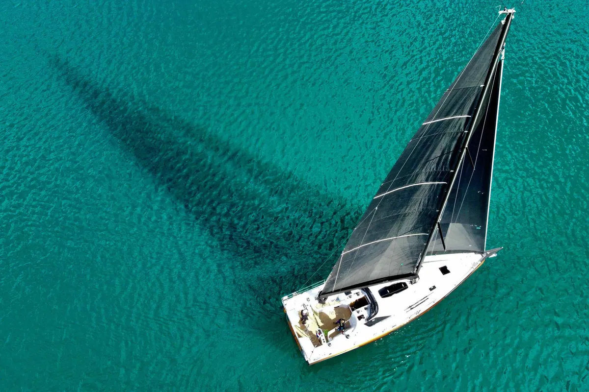 Exterior view of Iron Man, a Elan E6 sailboat at Pirovac, Croatia