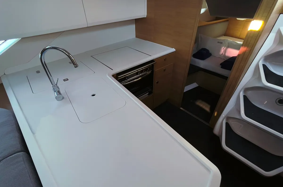 Galley of Iron Man, a Elan E6 sailboat at Pirovac, Croatia