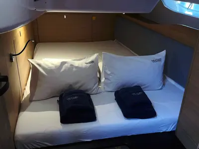 Cabin on Iron Man, a Elan E6 sailboat at Pirovac, Croatia