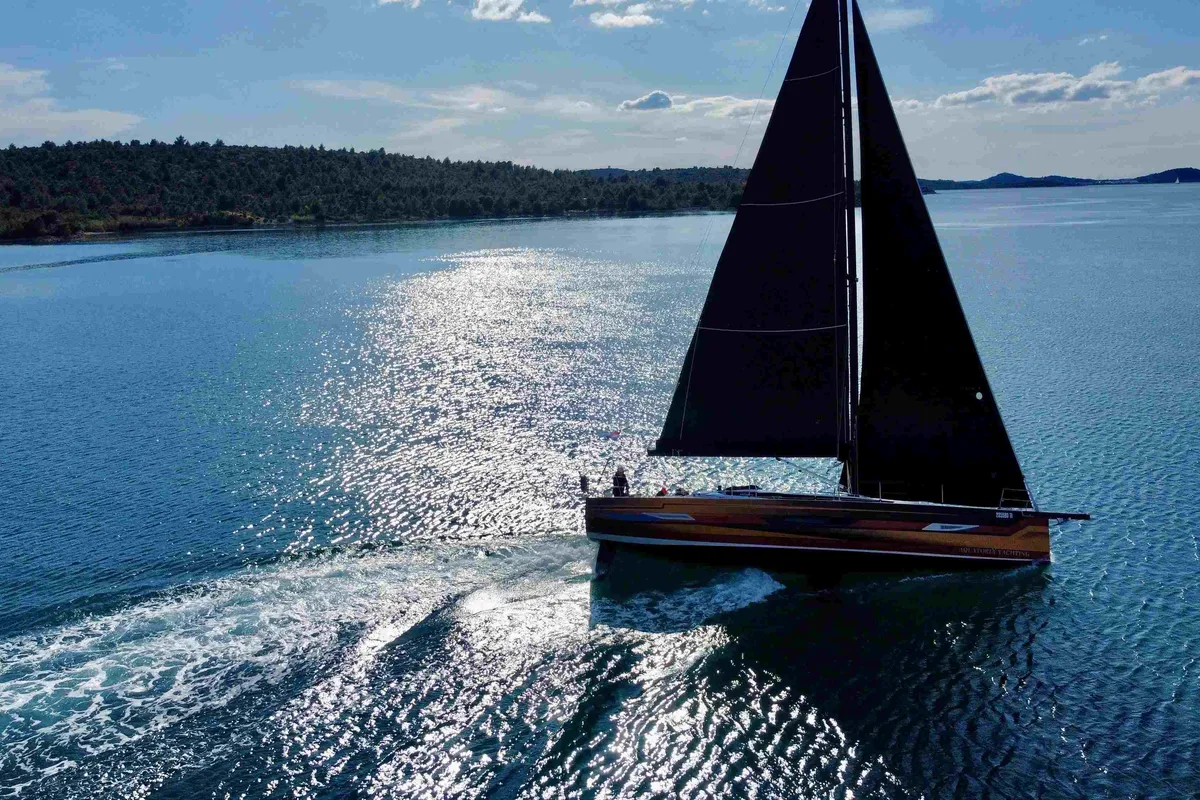 Exterior view of Iron Man, a Elan E6 sailboat at Pirovac, Croatia