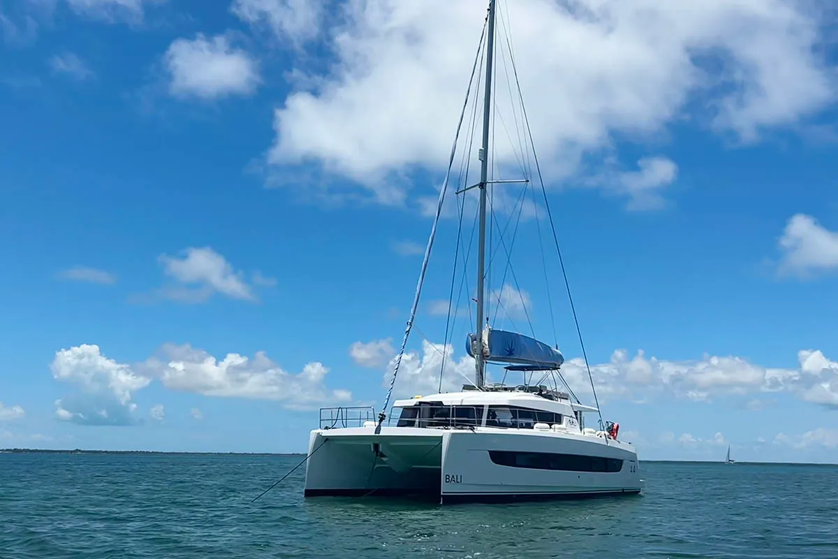 Exodus, a Bali 4.4 catamaran at Central Abaco, Bahamas