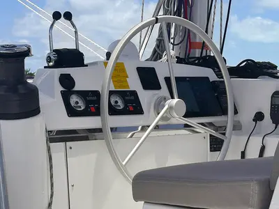 Exodus, a Bali 4.4 catamaran at Central Abaco, Bahamas