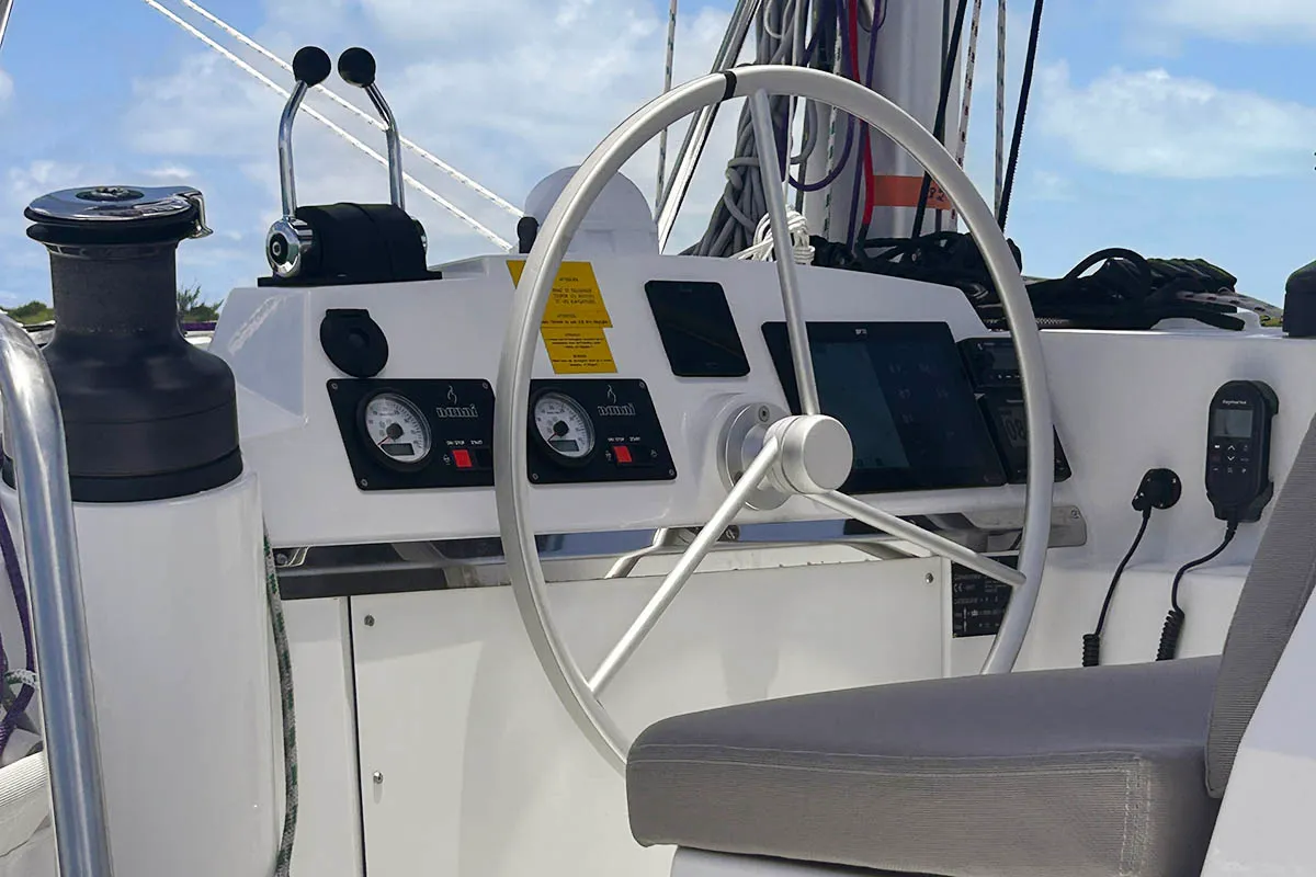 Exodus, a Bali 4.4 catamaran at Central Abaco, Bahamas