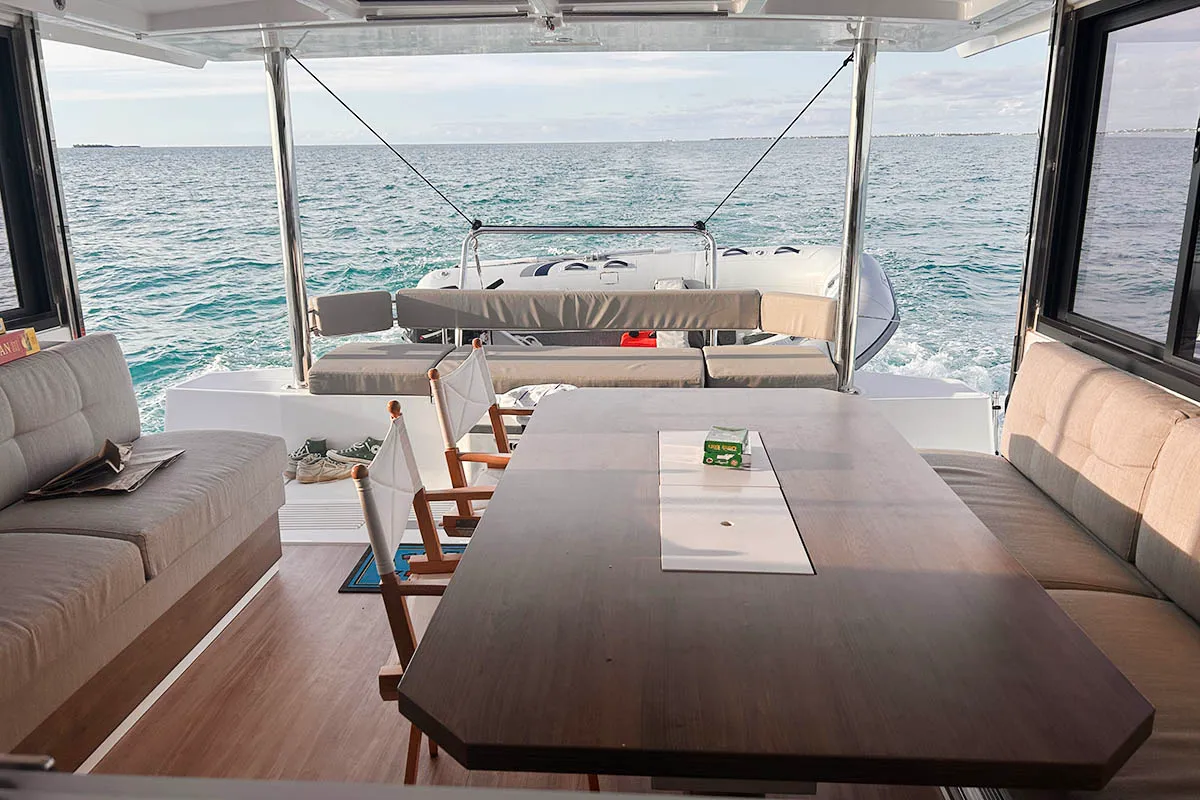 Exodus, a Bali 4.4 catamaran at Central Abaco, Bahamas