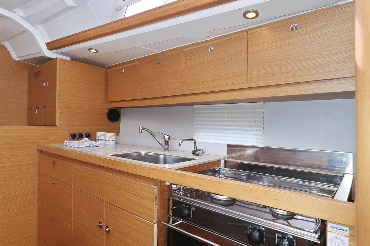 Galley of Air Princess, a Dufour 430 GL sailboat at Grad Biograd na Moru, Croatia