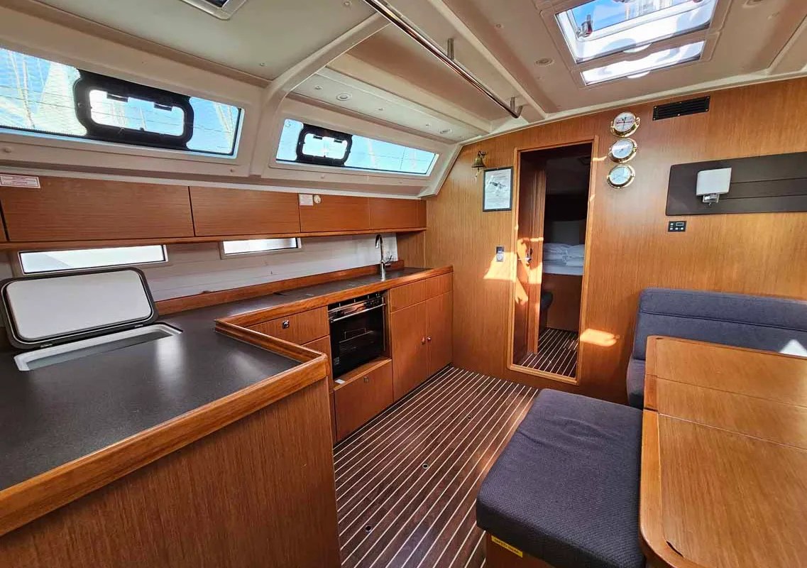 Salon of Tac II, a Bavaria Cruiser 46 sailboat at Punat, Croatia