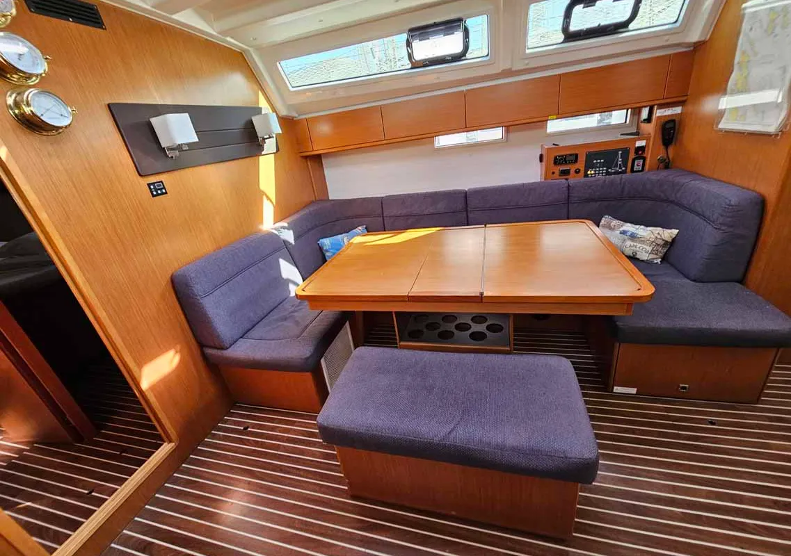 Salon of Tac II, a Bavaria Cruiser 46 sailboat at Punat, Croatia