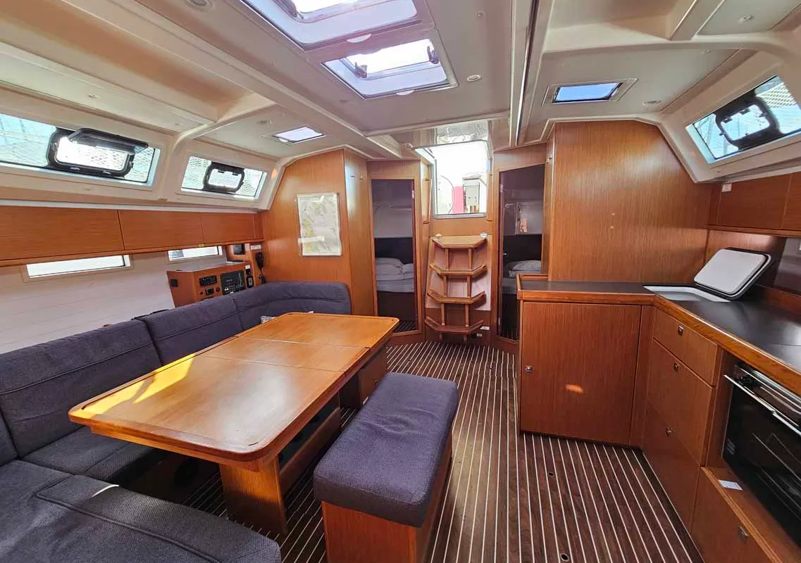 Salon of Tac II, a Bavaria Cruiser 46 sailboat at Punat, Croatia