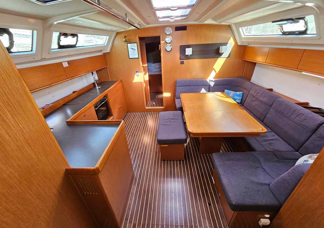 Salon of Tac II, a Bavaria Cruiser 46 sailboat at Punat, Croatia