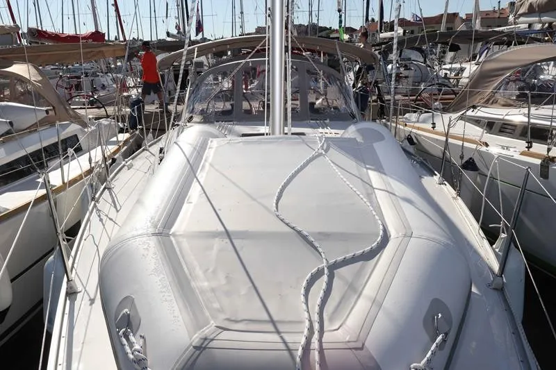 Deck of Aria, a Bavaria Cruiser 34 sailboat at Grad Biograd na Moru, Croatia