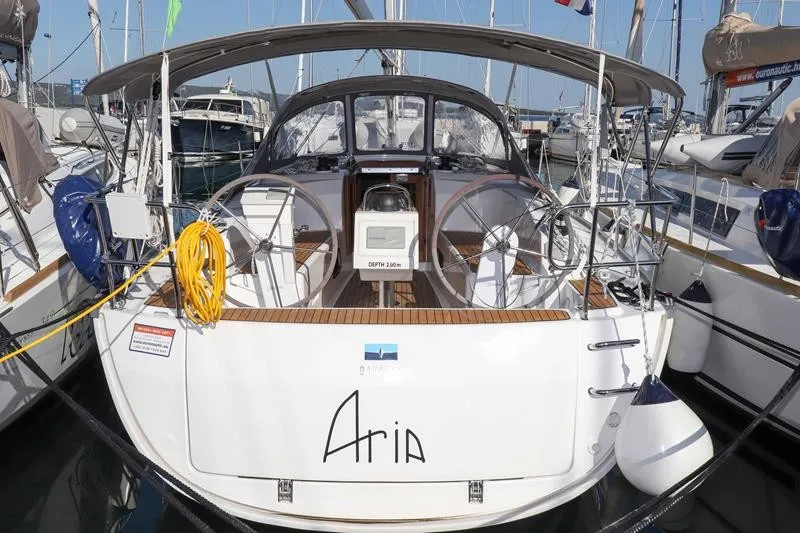 Exterior view of Aria, a Bavaria Cruiser 34 sailboat at Grad Biograd na Moru, Croatia