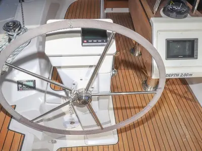 Cockpit of Aria, a Bavaria Cruiser 34 sailboat at Grad Biograd na Moru, Croatia