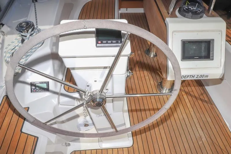 Cockpit of Aria, a Bavaria Cruiser 34 sailboat at Grad Biograd na Moru, Croatia